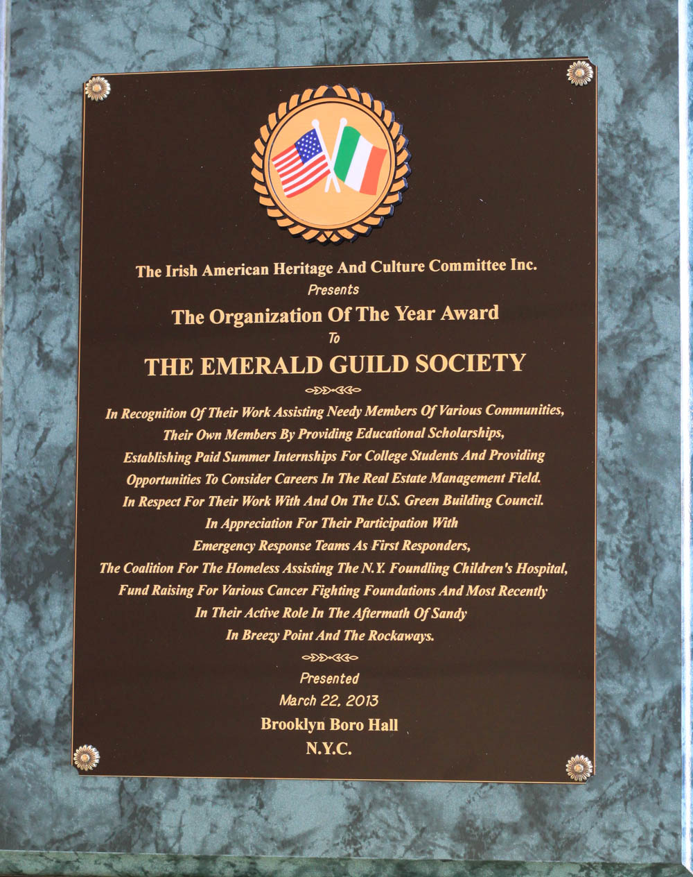 Emerald Guild Awards Received photograph 7 from 2013.