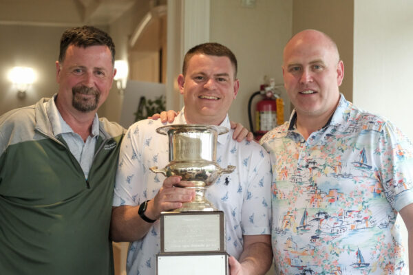 Trophy presentation during the 2025 Timmy O'Connor Memorial Golf Outing.
